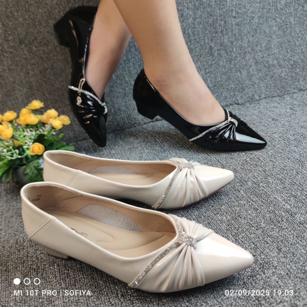 SOFIYA ORIGINAL 9096 1 รองเท้าผู้หญิงนําเข้า / GLOSSY 3CM HEEL PANTEL SHOES / WORK SHOES / TEACHER S