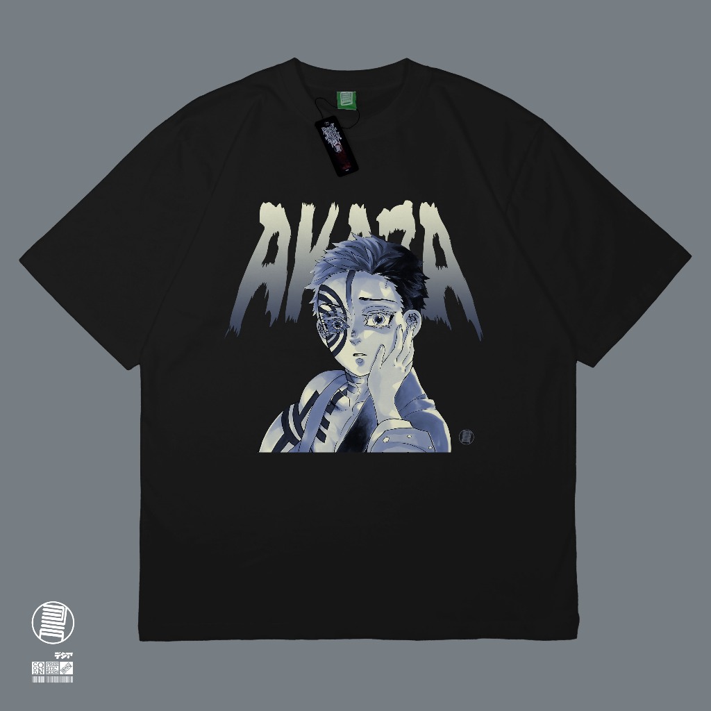 Akaza Hakuji Demon Slayer Kimetsu ไม่มี Yaiba Infinty ปราสาทมังงะอะนิเมะเสื้อยืด DJA ผ้า