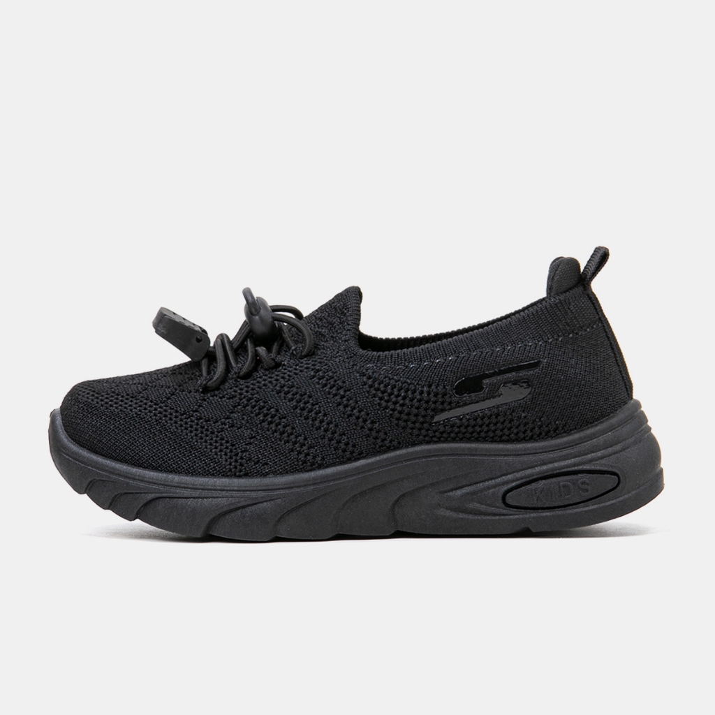 COLLEIN สีดํารองเท้าเด็กรองเท้าผ้าใบถัก Dead Laces และสีดําและสีขาว - TB356-K&T