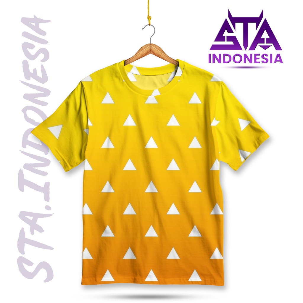 เสื้อยืดอนิเมะ STA Zenitsu Agatsuma | Demon Slayer Yellow ชุดเดรสคอสเพลย์ระดับพรีเมียมสําหรับทั้งชาย