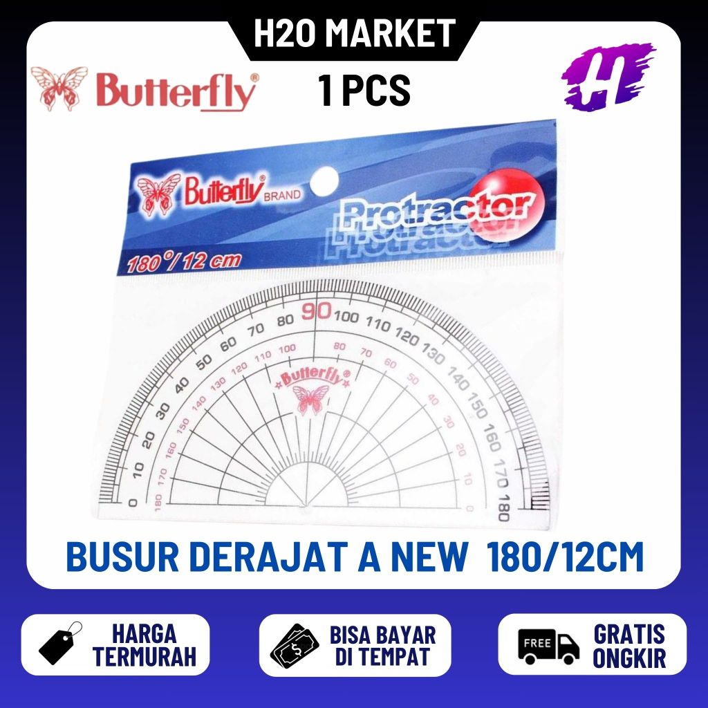 ❤️H2O❤️ ไม้บรรทัดโบว์ผีเสื้อ 6 ก ใหม่ 180 องศา 12 ซม