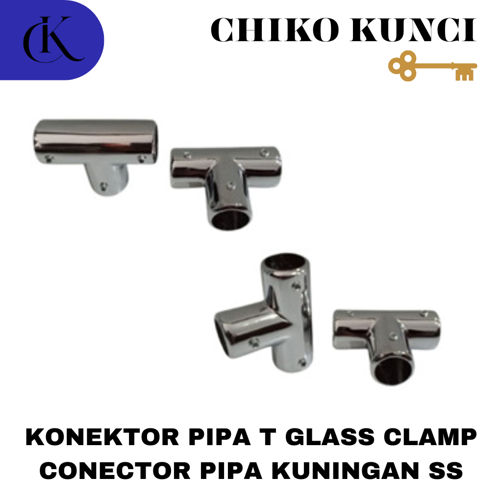 T-PIPE CONNECTOR GLASS CLAMP BRASS PIPE CONNECTOR SS
