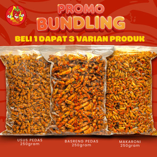 BUNDLING HEMAT BELI 1 DAPAT 3 - USUS + BASRENG + MAKARONI CIKRUH PEDAS DAUN JERUK