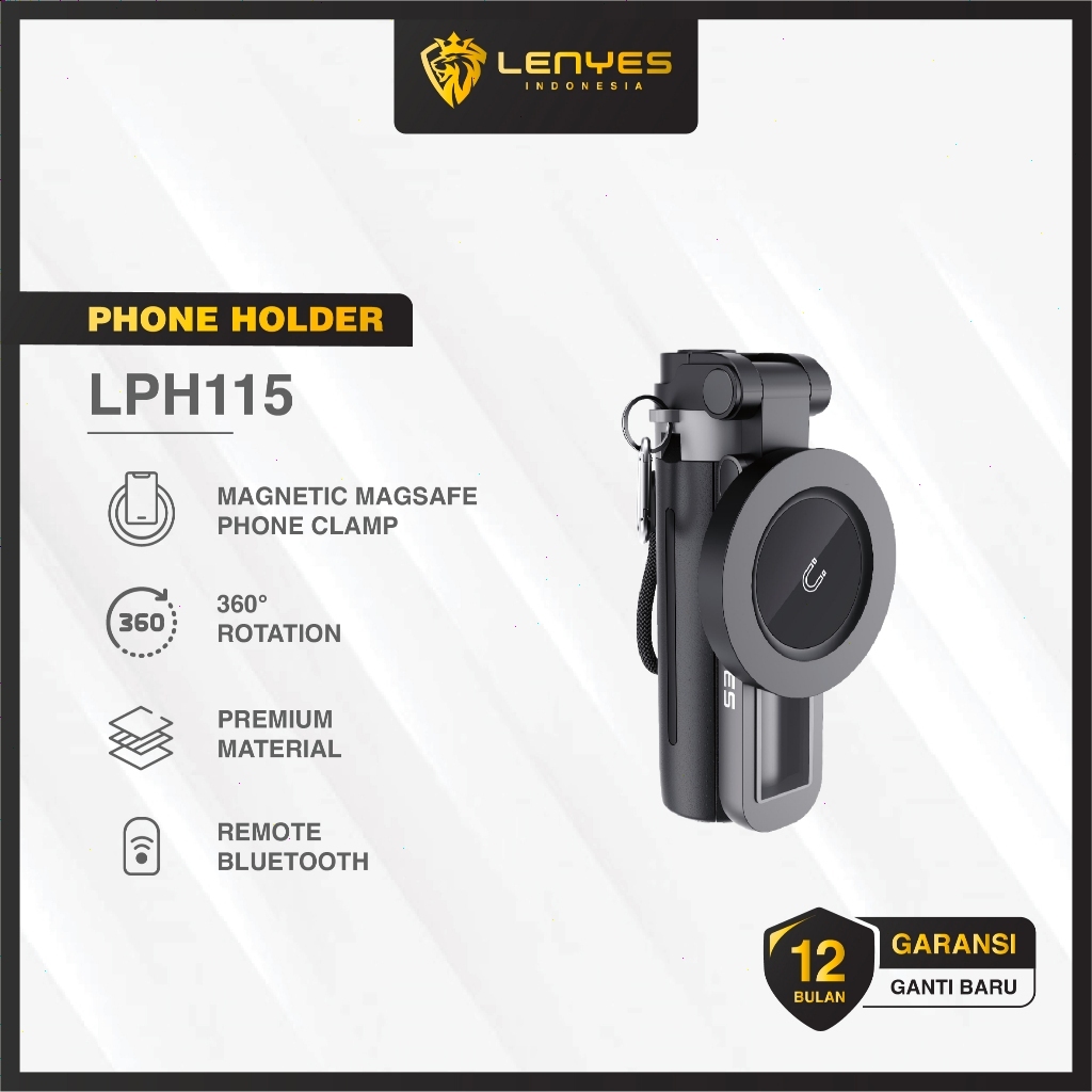 LENYES LPH115 3in1 Magnetic Mini ขาตั้งกล้อง Selfie Stick กล้อง HP พร้อมรีโมทบลูทูธ Monopod แบบพกพาแ