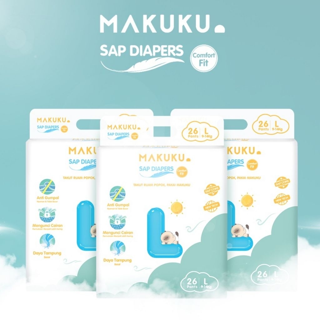 MAKUKU SAP ผ้าอ้อม Comfort Fit L26