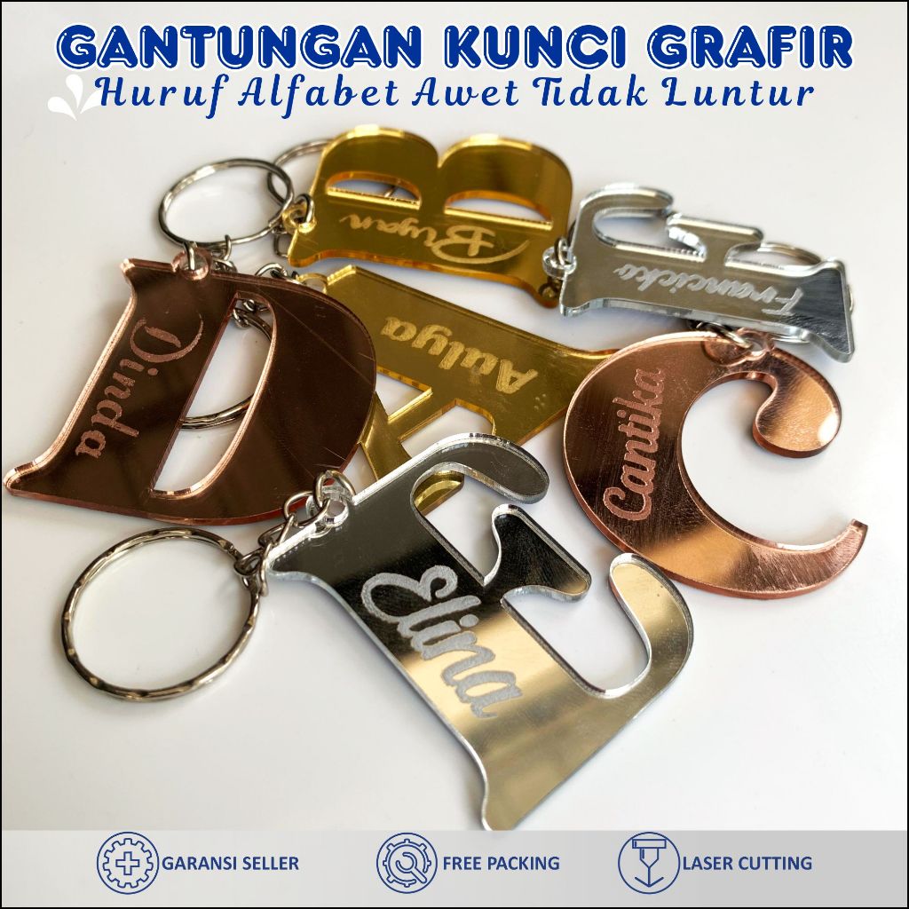 GANTUNGAN STARSIGN CUSTOM LETTER KEYCHAIN/ALPHABET ALPHABET KEYCHAIN/CUSTOM ACRYLIC พวงกุญแจพร้อมชื่