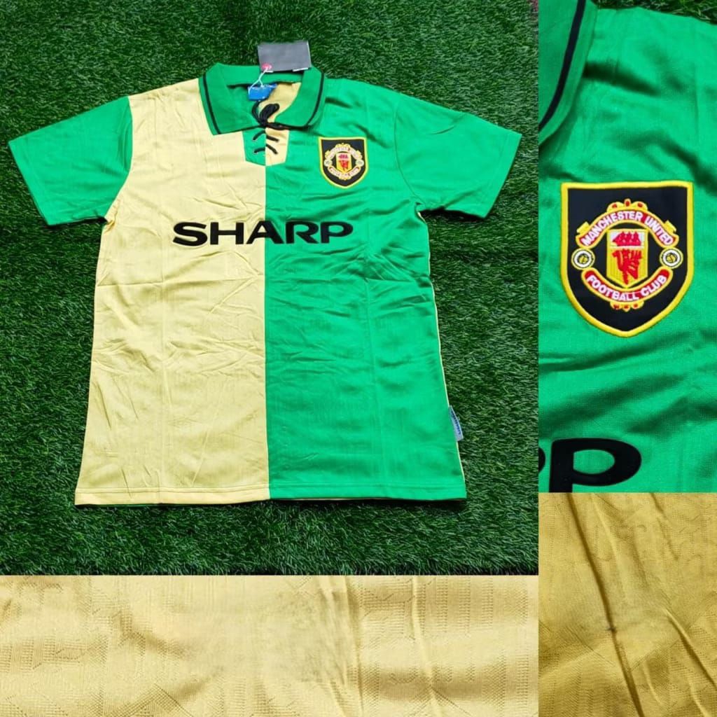 HIJAU "VINTAGE RETRO JERSEY MU AWAY 1992/1994 เกรดสีเขียว-เหลือง AAA.