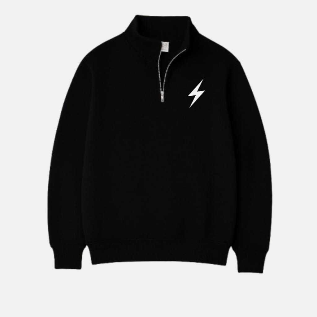 TSM ผู้ชายและผู้หญิงขนแกะหนาสีดํา ditri halfzipp เสื้อกันหนาวคอเต่าผู้ชาย