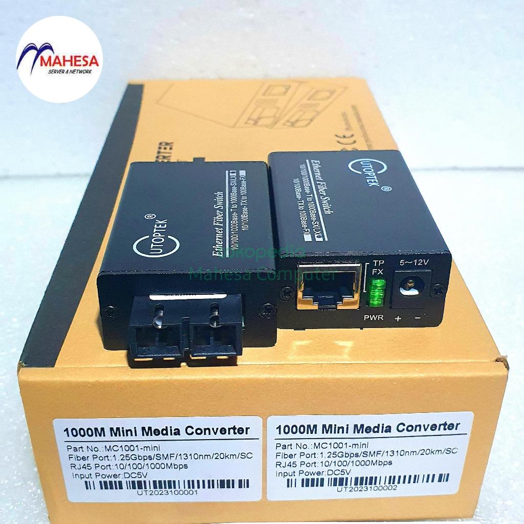 Media Converter 1 LAN GbE + 1 FO Singlemode SC Duplex MC-1001 UtopTek