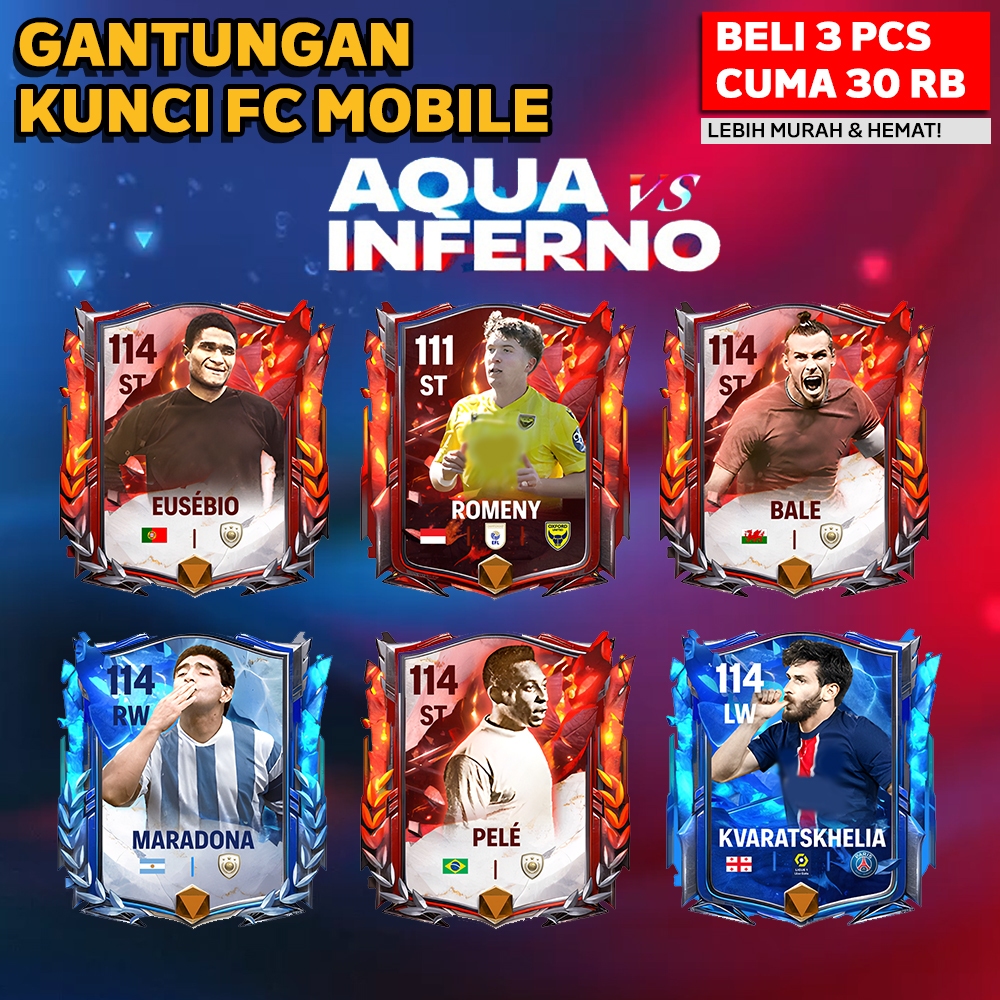 GANTUNGAN พวงกุญแจนักฟุตบอล FC Mobile Aqua Inferno พวงกุญแจอุปกรณ์เสริมอะคริลิค