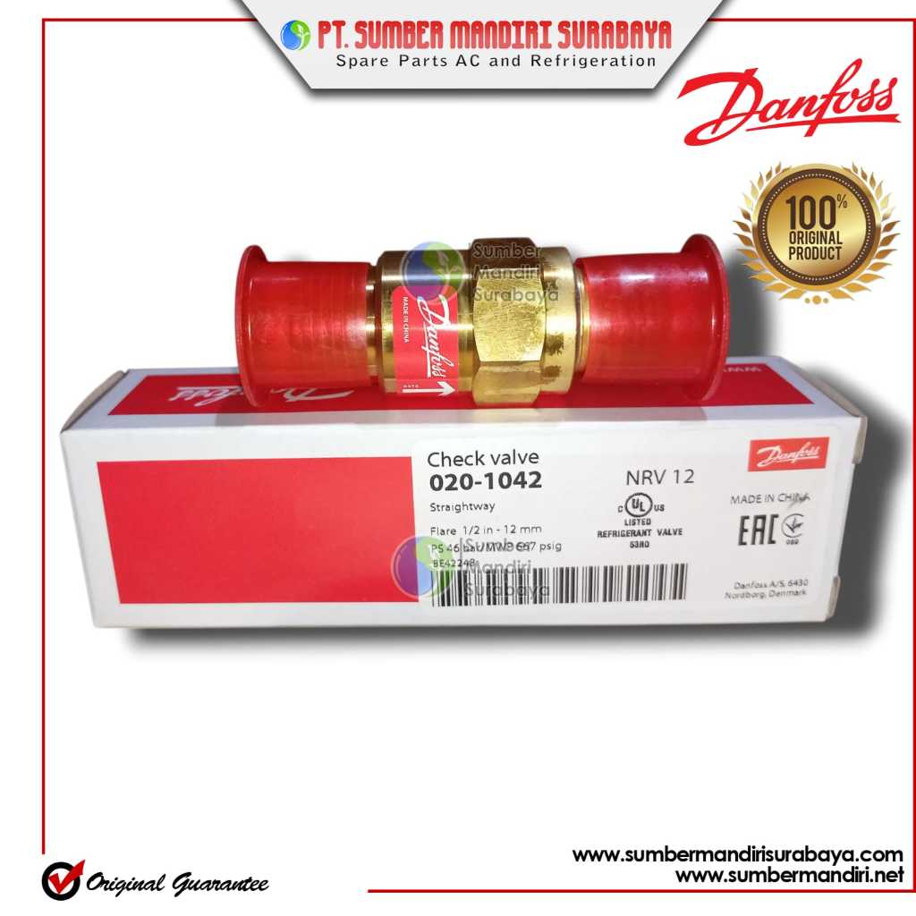DANFOSS 1/2" NRV12 CHECK VALVE TYPE 020-1042
