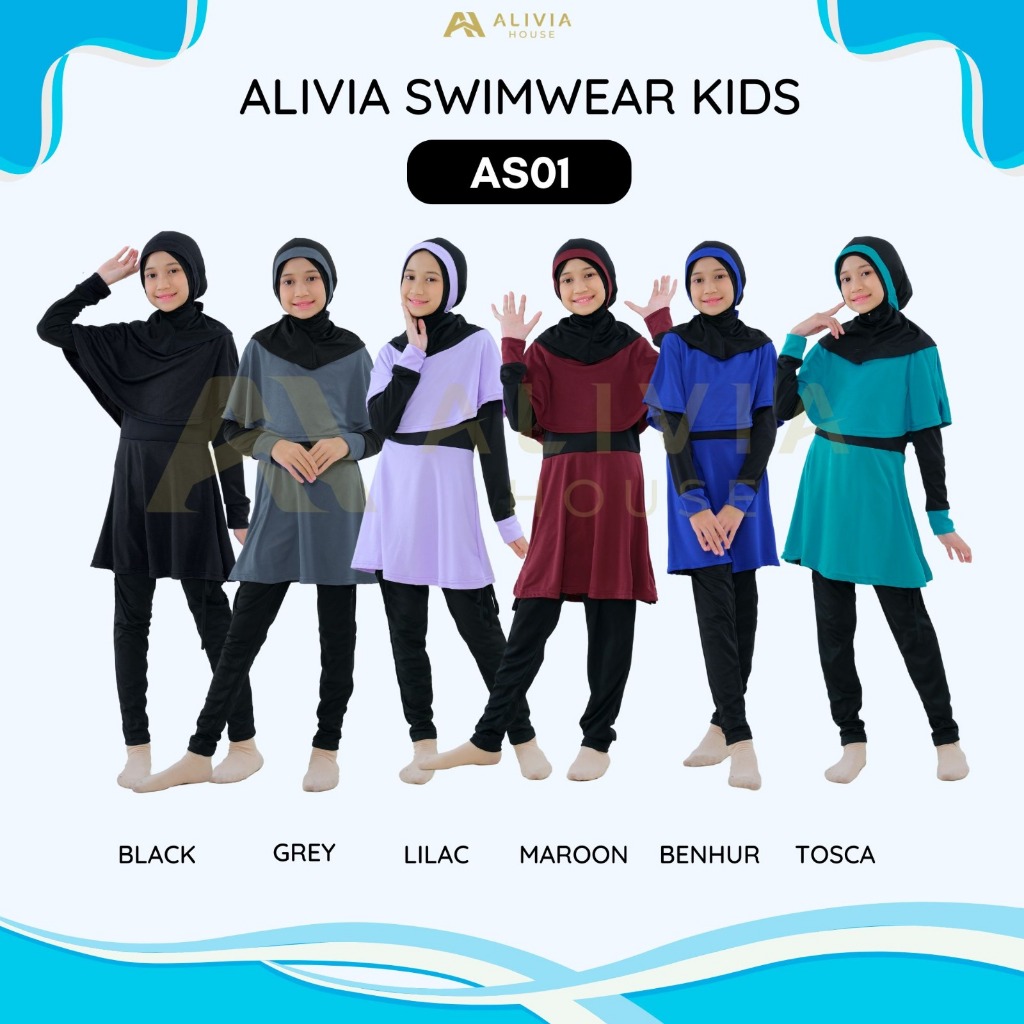 Alivia House - Alivia ชุดว่ายน้ําสําหรับวัยรุ่น AS01 - ชุดว่ายน้ํามุสลิมสําหรับวัยรุ่น AS01