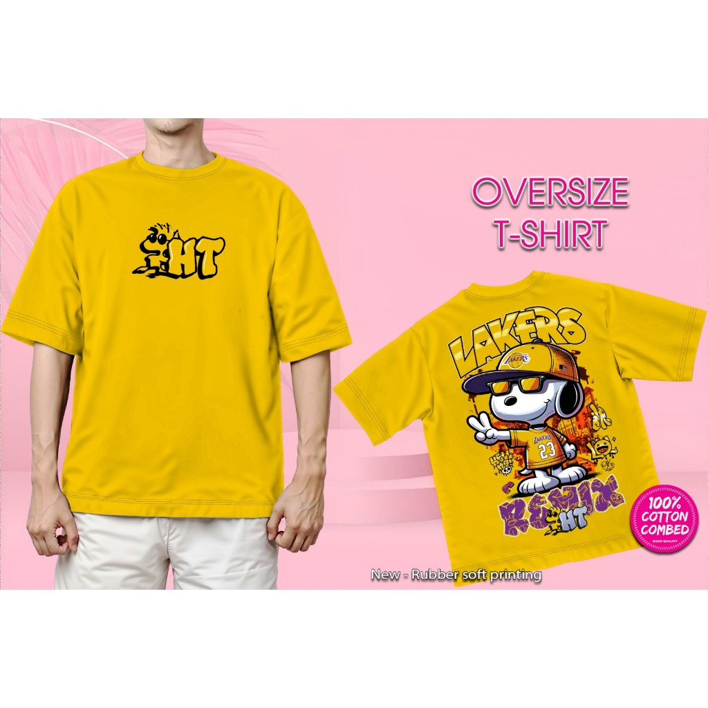 เสื้อยืด OVERSIZE SNOOPY LAKERS / เสื้อยืด SNOOPY CARTOON MOTIF DISTRO / CURENT VIRAL
