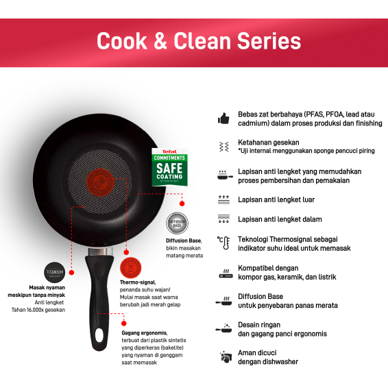 Tefal Cook & Clean Frypan Series 20 / 24 / 26 / 28 / 30 CM - กระทะไม่ติด / กระทะ