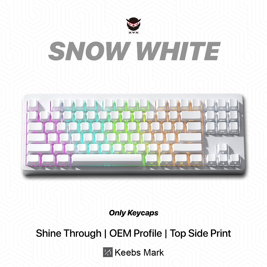 XVX Snow White Shine Through Top / Side Print Keycaps Keys OEM Cherry Profile Mechanical Keyboard
