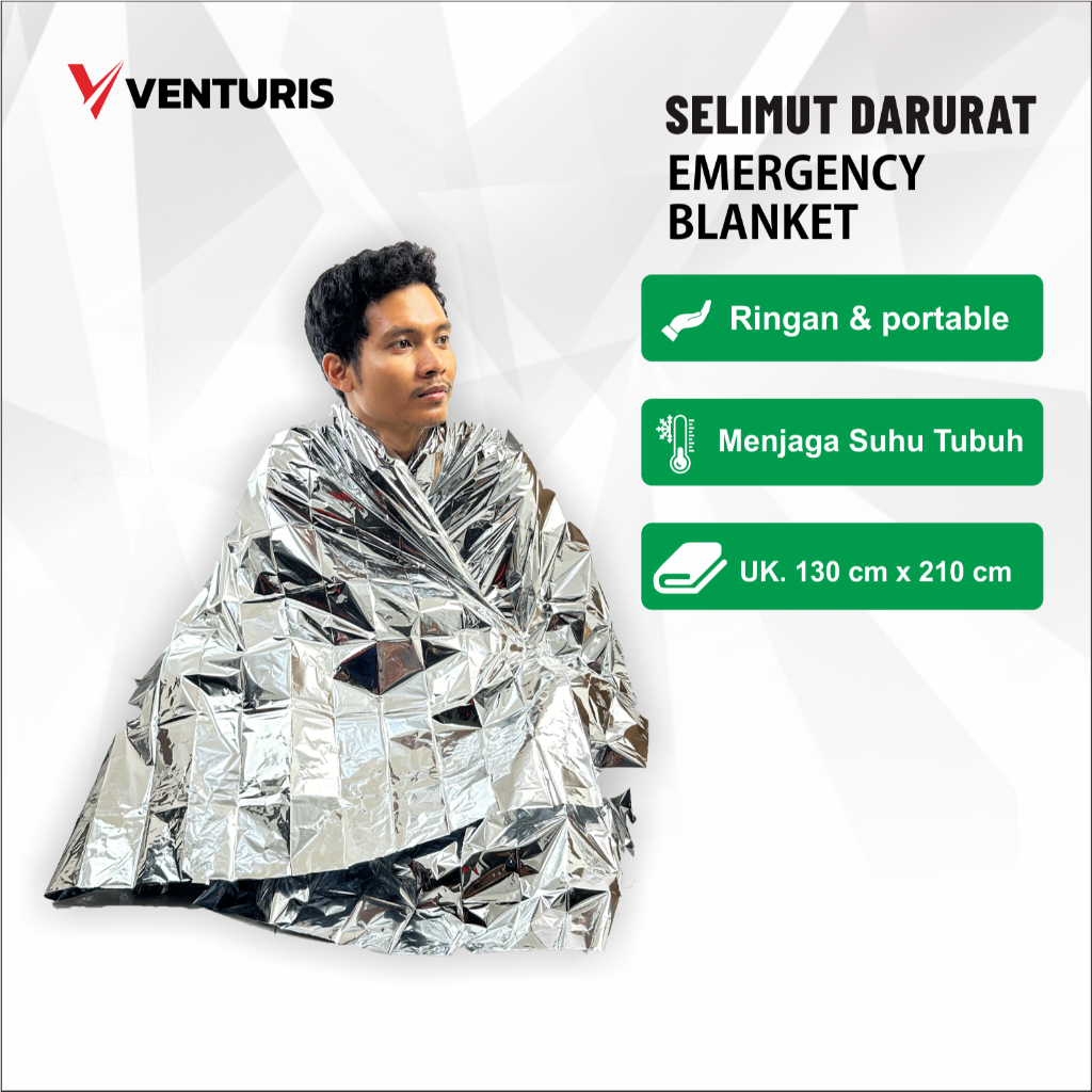 EMERGENCY BLANKET VENTURES 130 X 210 CM EMERGENCY BLANT BLANKET PREVENTS HYPOSERMIA BLANKET ALUMINIU