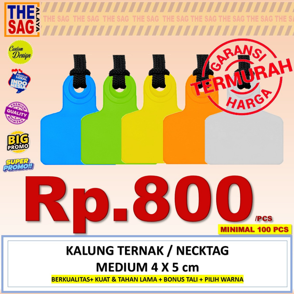 MINIMAL NECKTAG 4X5cm BLANK (PRICE PER PCS MINIMUM PURCHASE 100 PCS) ต่างหูแท็กหูสําหรับวัว แพะ แกะ 