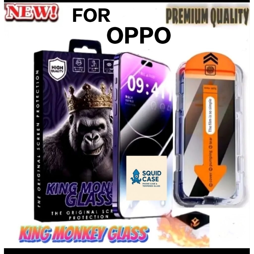 TEMPERED GLASS GORILLAS [PRIVACY] KINGMONKEY EASY INSTALL OPPO A17 A17k A16 A16s A16k A15 A77 A57 A5