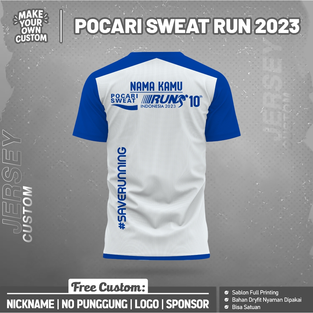 CUSTOM POCARI SWEAT RUN 2023 WHITE SHORT JERSEY ฟรีที่กําหนดเองชื่อและด้านหลังหมายเลขการพิมพ์เต็มรูป