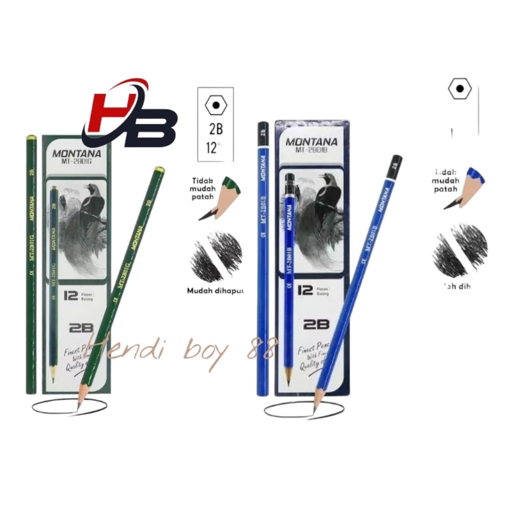 HIJAU 2B Pencil / 2B Pencil Blue Green (ราคาต่อชิ้น)