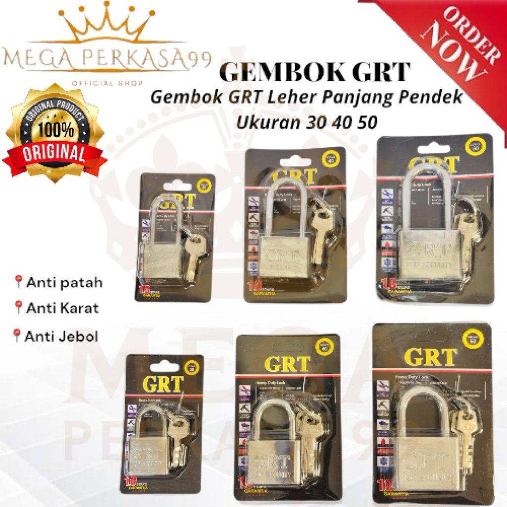 GRT กุญแจคอสั้นยาวขนาด 30 มม. 40 มม. 50 มม