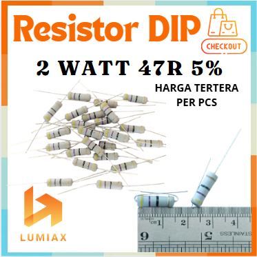 R ตัวต้านทาน 2w 2Watt 47R 47 Ohm 47R 47Ohm เทอร์ไลซ์ 2 วัตต์ 5% 47R