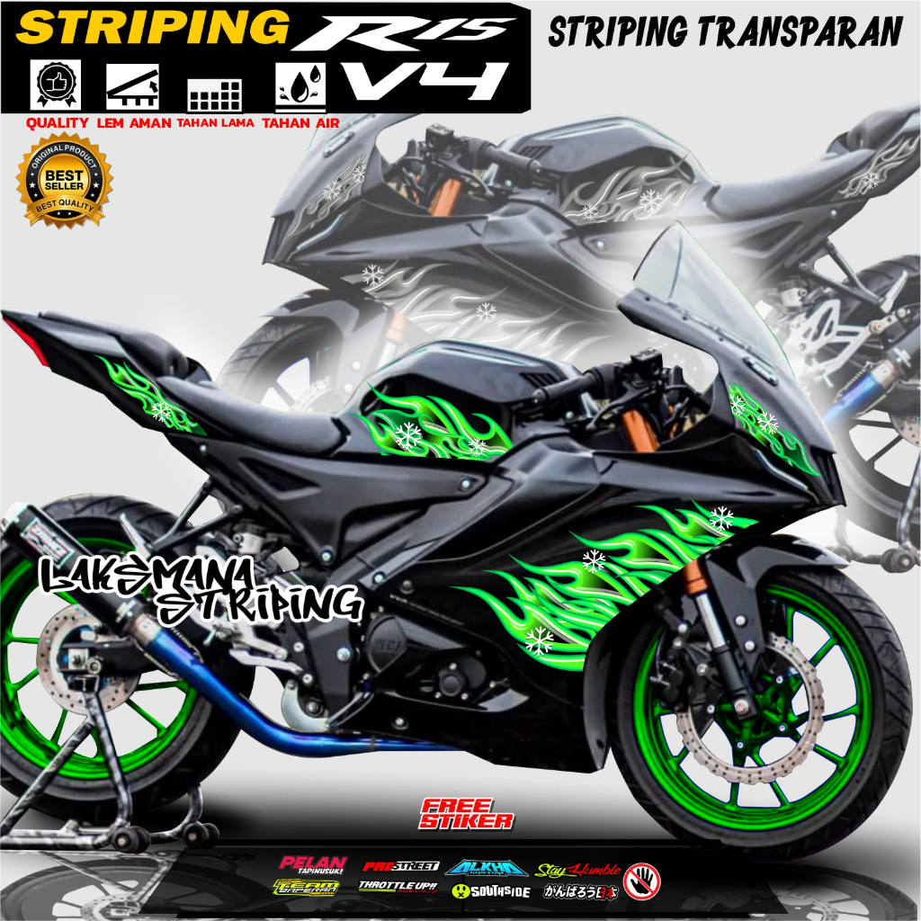 Striping R15 V4 API Concept TRANSPARENT สติ๊กเกอร์ Yamaha R15 สามารถต่ออายุสีและ NAME COOL MOTORCYCL
