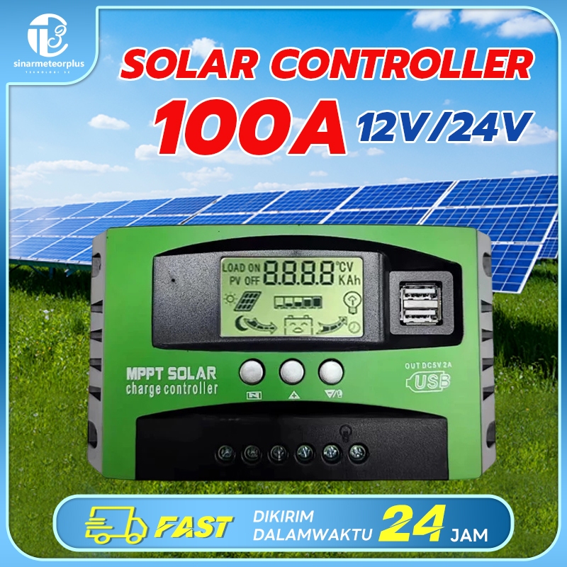 HIJAU สีเขียว 100A Solar Charge Controller MPPT 2 USB/Solar Charger Controller MPPT Solar Charging C