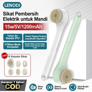 Sikat Mandi Multifungsi Elektrik 6IN1 Bath Brush Tipe-C IPX7 Tahan Air/Sikat Punggung Lembut untuk Mandi/Mesin Pijat Mandi Pintar untuk Membersihkan Kotoran Kulit dan Sel Kulit Mati