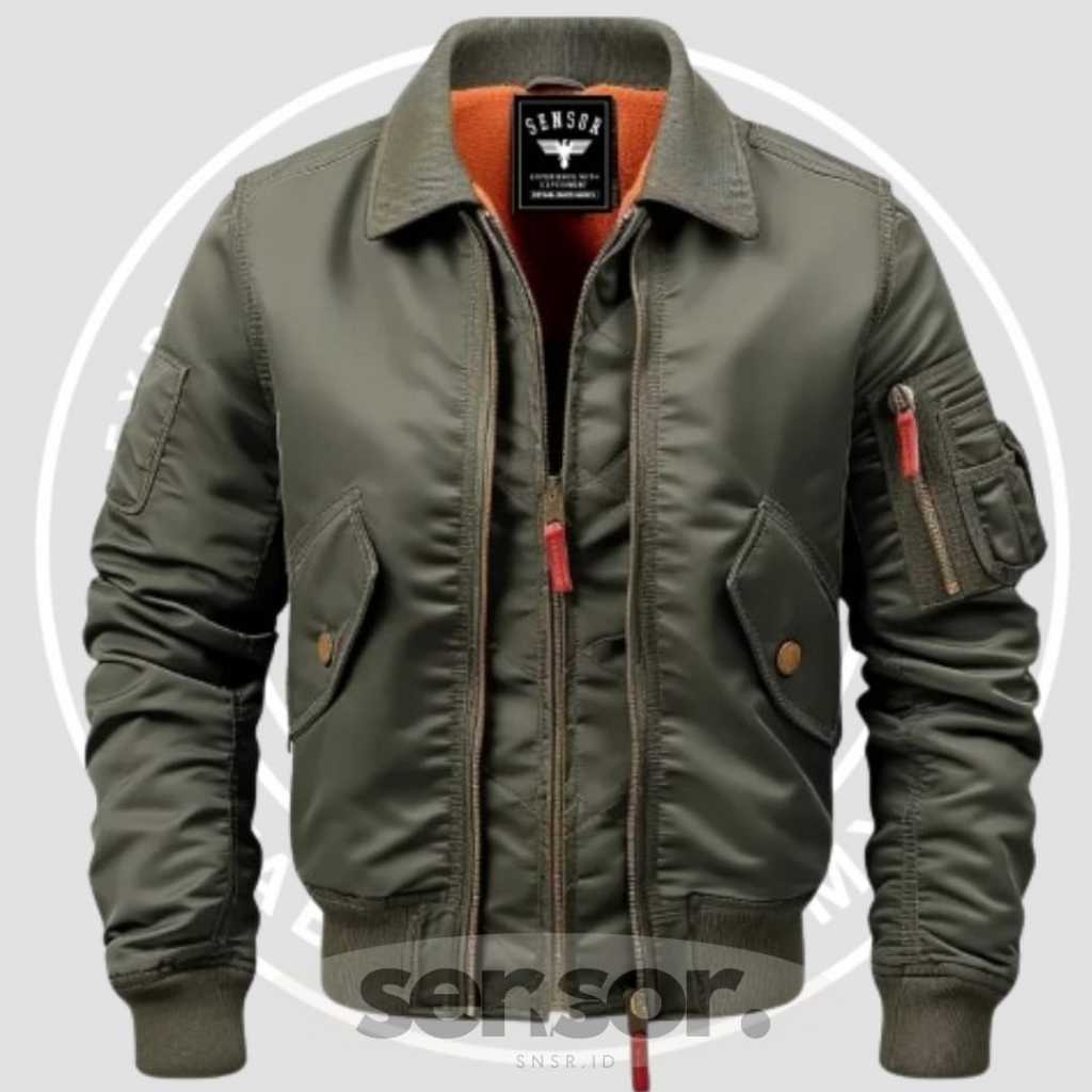 SENSOR FAMILY - DOUBLE ZIPPER Pilot Bomber Jacket / Taslan Bomber Jacket / Mens Bomber Jacket