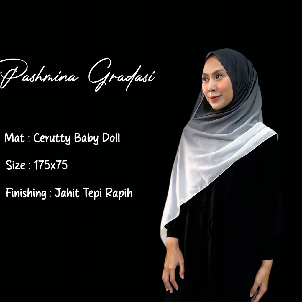 Premium Gradient Pashmina โลโก้ 175x75 (ฟรีกระเป๋า) / Pashmina / Gradient Pashmina / 2 Tone Gradient