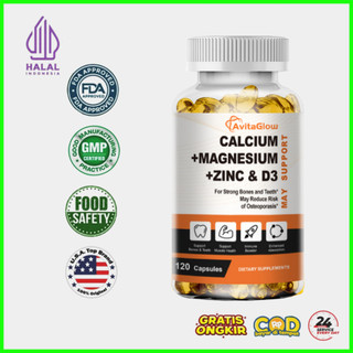 AvitaGlow Calcium Magnesium Zinc Capsules with Vitamind3 for Strong Bones & Teeth|Heart, Nerve & Immune Function Support 120pcs untuk