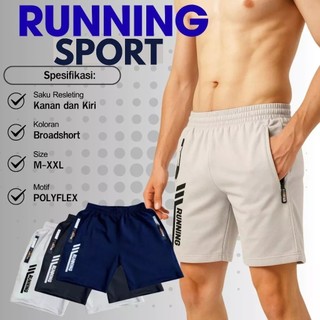 90 Ribu Dapat 3 Celana Pendek Olahraga - Celana Running Pria Sport / Fitnes Bahan Tebal Melar Nyaman