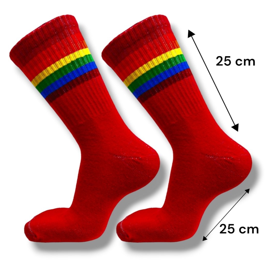 LONG OLD SCHOOL SOCKS, RAINBOW MOTIF OLD SCHOOL SOCKS, RUNNING SOCKS, SKATE SOCKS