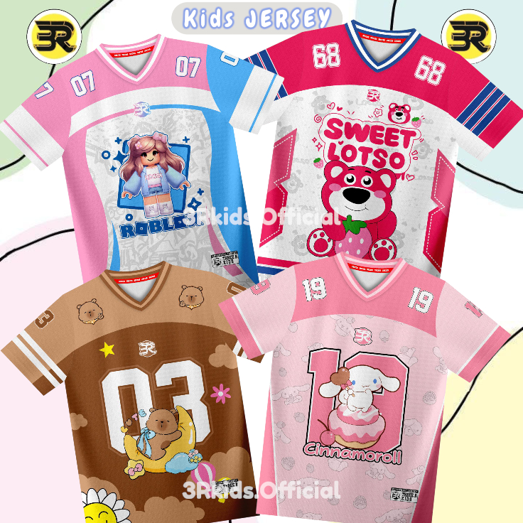 3rkid เสื้อยืดเจอร์ซีย์เด็กผู้หญิงตัวละครน่ารักวัสดุ มิลาโน ทรงสลิมฟิต นุ่ม เท่ 1-10 ปี