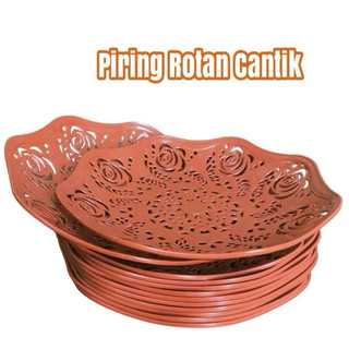 12pcs Piring Rotan Plastik Cantik Motif Kupu-Kupu