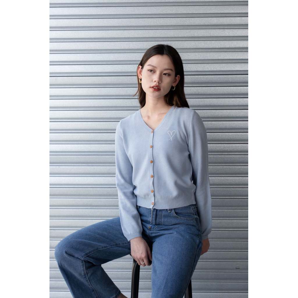 Yora คาร์ดิแกนเกาหลีถักด้านนอก