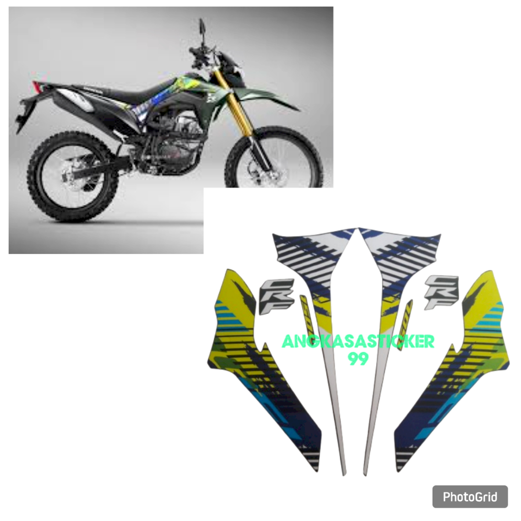 HIJAU Honda crf 150 L 2025 สีเขียวสุดขีดสีเขียวมาตรฐานครบชุดสติกเกอร์แถบร่างกายรถจักรยานยนต์