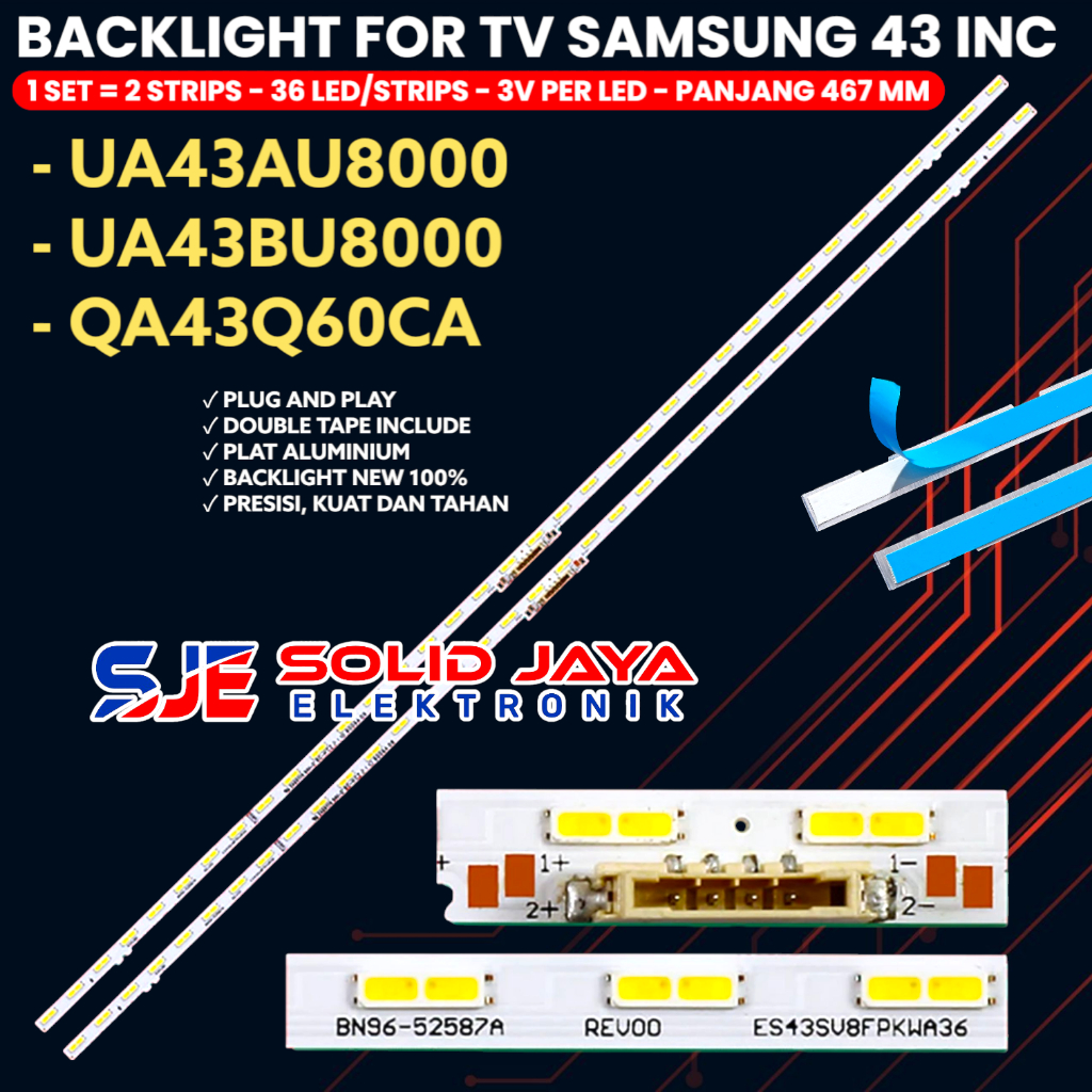 SAMSUNG 43 INCH TV BACKLIGHT UA43AU8000 UA43BU8000 UA43CU8000 QA43Q60CA BL LED LIGHT BN96-52587A
