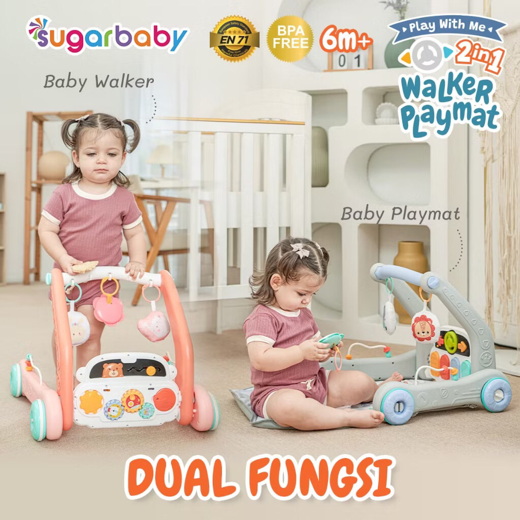 SUGAR BABY PLAY WITH ME 2 IN 1 PUSH WALKER และ Playmat