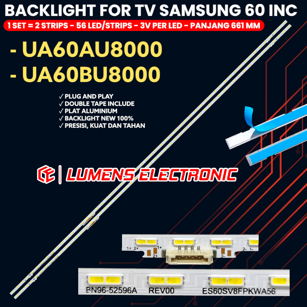 SAMSUNG 60 INCH TV BACKLIGHT 60AU8000 60BU8000 UA60AU8000 UA60BU8000 UA60AU8000K UA60BU8000K LED BL