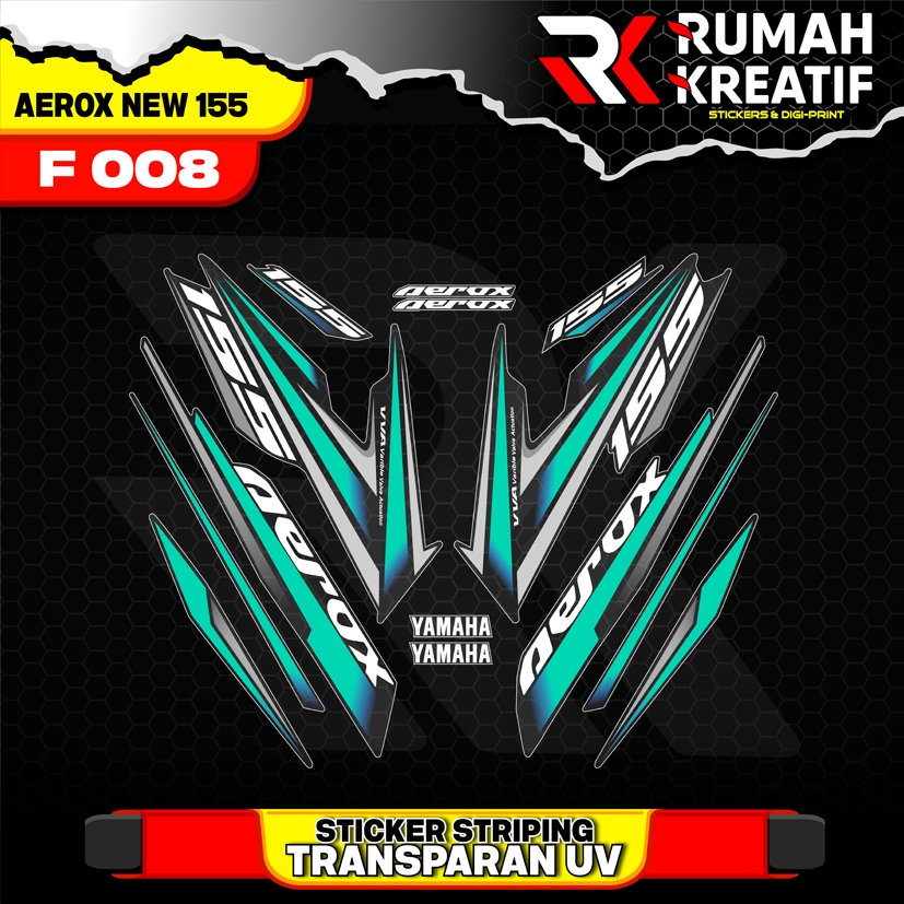 โปร่งใส Striping Aerox 155 เชื่อมต่อ 2020-2024 Aerox V2 Aerox Gen 2 Nvx V2 Aerox New Cyber City สติกเกอร์โปร่งใส Lis Aerox โปร่งใส Simple Striping Aerox สีเขียว