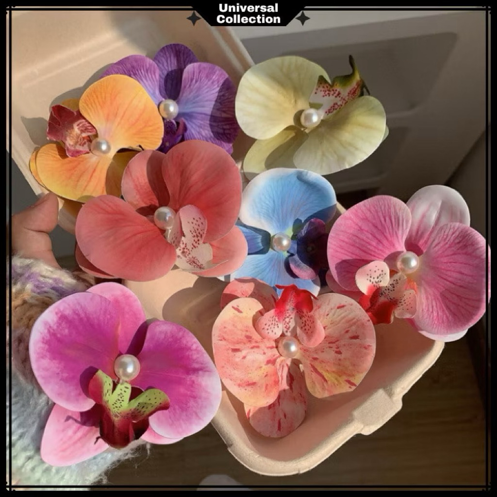 Ssnf 9CM - BEAUTIFUL LATEX ORCHID FLOWER HAIR CLIP / ARTIFICIAL KOREAN FASHION FLOWER ORCHID กิ๊บติด