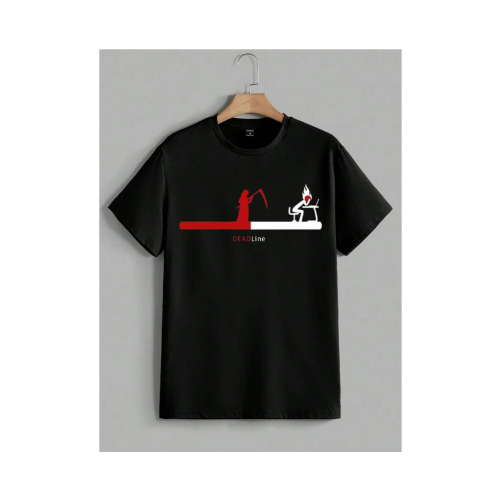 เสื้อยืด DEADLINE / เสื้อยืด UNISEX สีดํา / เสื้อยืด NYINDIRE TEXT