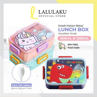 Lunch Box Anak TK SD Paud Kotak Bekal Karakter Unicorn Dino Panda Astronot 600ML 1200ML