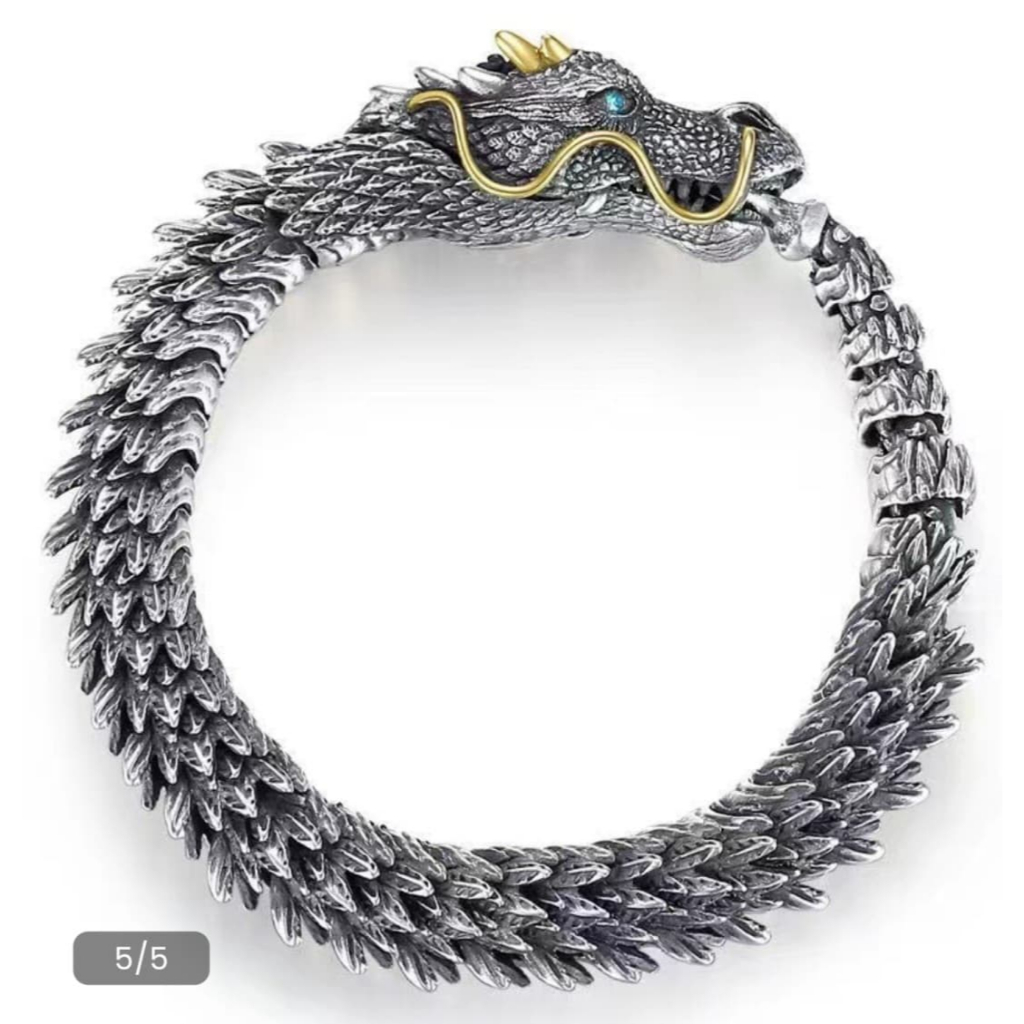 ANTIQUE และ UNIQUE BRACELET WITH SINGLE DRAGON MOTIF V3 ขนาด 18 ซม
