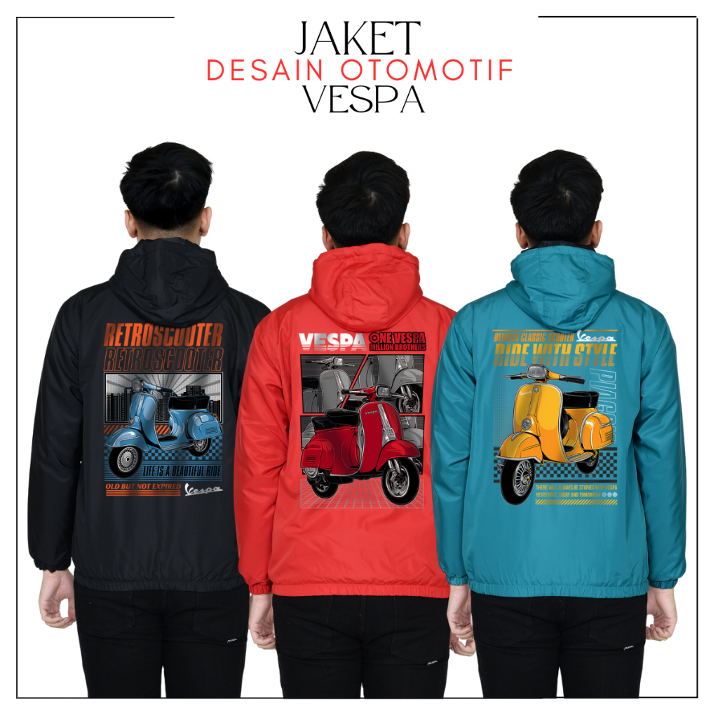 VESPA MOTORCYCLE CLUB JACKET สําหรับผู้ชาย AUTOMOTIVE JACKET VESPA DESIGN RIDER JACKET