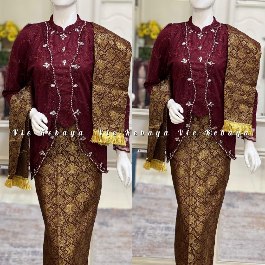 Modern Kebaya - Graduation Kebaya - Modern Party Kebaya - Modern Sequin Kebaya - Songket Shawl Kebay