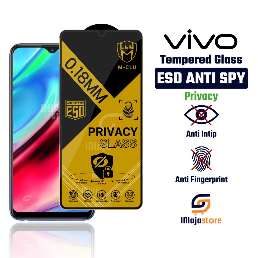 กระจกนิรภัย ESD Anti Spy 0.18 มม.Vivo Y91 Y91i Y91C Y93 Y93s Y95 Y97 Y81 Y83 Y83 Pro Y85 Y90 Y90i Y7