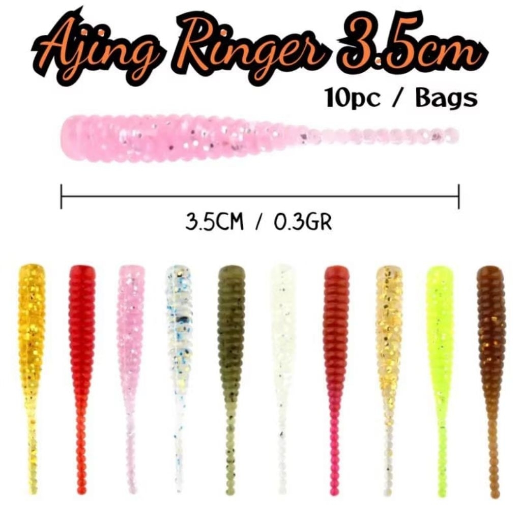 Softlure Ajing Ringer เนื้อหา 35 มม. 10 ชิ้น